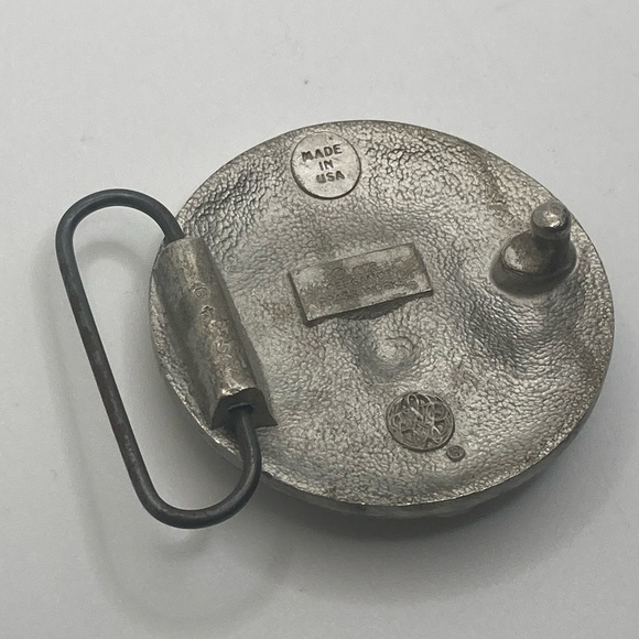 Vtg 70’s Bergamot Brass Works Art Nouveau Style Moon Face Belt Buckle 2.4” - Picture 5 of 10